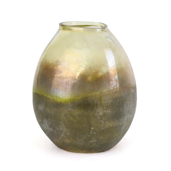 Staklo vaza 26x28xh32cm sjaj zelena/smeđa