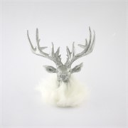 Figura glava jelena s krznom 21x19cm h21cm srebrna
