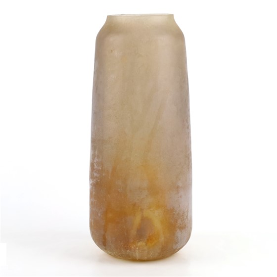 Staklo vaza h37cm d16cm siva/smeđa