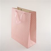Vrećica 32x12cm h26cm deblji papir roza s točkama