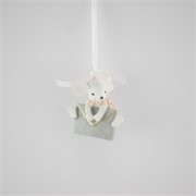 Ukras za bor miš s pismom 6,5x4cm h7cm bijela/roza