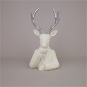 Jelen bista polirezin flokirana h30,5cm 15x13cm bijela/srebrna