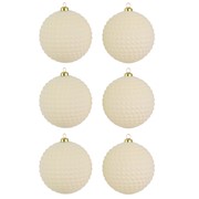 Plastične kuglice 10cm/6kom flok s uzorkom- bijela
