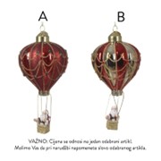 Staklena kuglica balon 7,5x15h cm 2ass crvena/zlatna