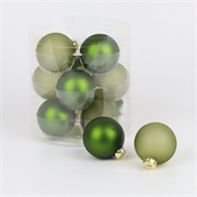 Staklene kuglice 6cm/12kom - zelena mat/mat transp.