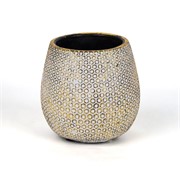 Cement posuda okrugla d12,5xh12cm točke bijela/zlatna