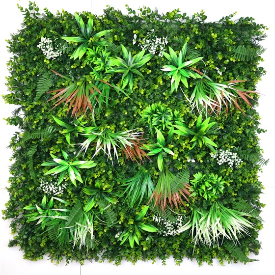 Dekorativna ploča umjetno zelenilo 100x100cm UV zelena/smeđa/bijela