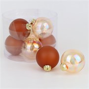 Staklene kuglice 8cm/8kom - sv.smeđa transparent mat/iris