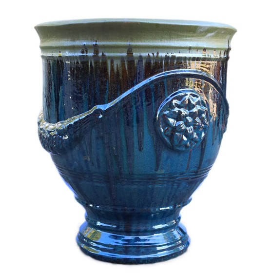 Keramička posuda glazirana h63 d55cm plava/siva