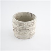 Cement posuda okrugla 14x14x12cm bijela/terakota fleke