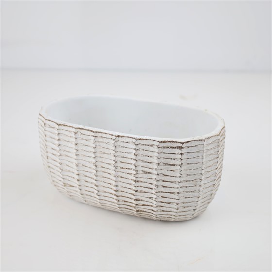 Cement posuda oval 20x11xh10cm bijela