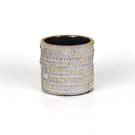 Cement posuda okrugla d12,5xh12cm bijela/zlatna