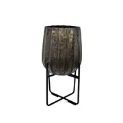 Metalna posuda na stalku h69cm d38cm bronca/crna