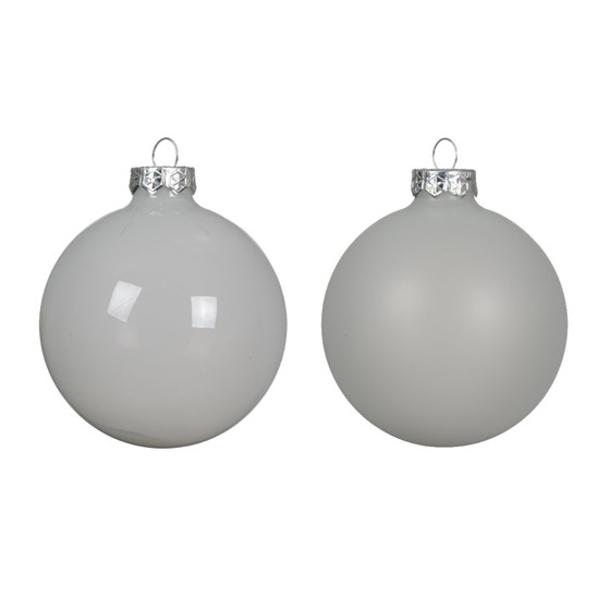 Staklene kuglice 8cm x4kom winter white transparent S/M