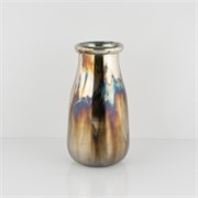 Staklo vaza 10x23cm srebrna s preljevom boja
