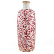 Keramička vaza h52d19cm bijela sa crvenim cvjetovima