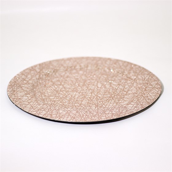 Tanjur plastični s gliterom 33cm krem