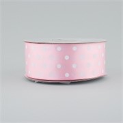 Traka saten na točke 38mm/25m roza/bijela 123