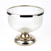 Staklo zdjela na nogu s metalnim detaljima h21cm d23cm transparent/srebrna