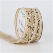 Traka lanena imela 40mm/12m natur/zelena 11