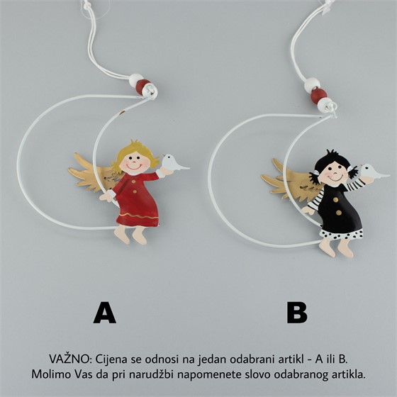 Ukras za bor anđelica na mjesecu 14cm - 2ass