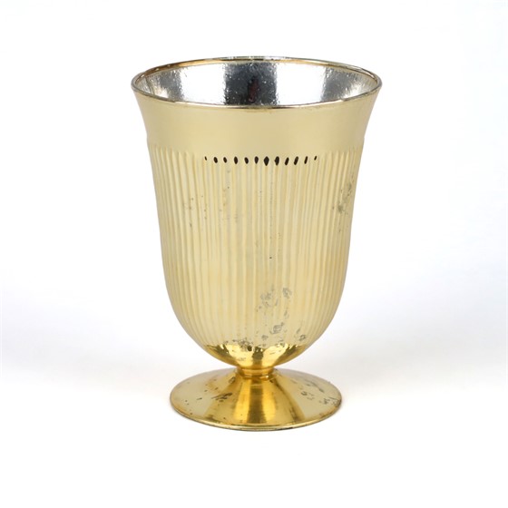 Staklo vaza na nogu h17cm d12cm zlatna