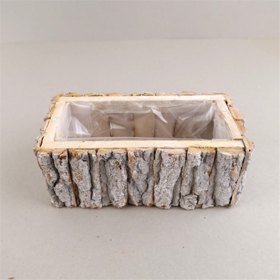 Drvena košara s plastičnim umetkom kvadar 12,5x24xh9cm natur/bijela