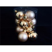 Staklene kuglice 6cm/12kom - sv.zlatna, bež S/M