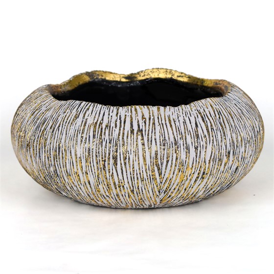 Cement posuda d28xh12cm bijela/zlatna