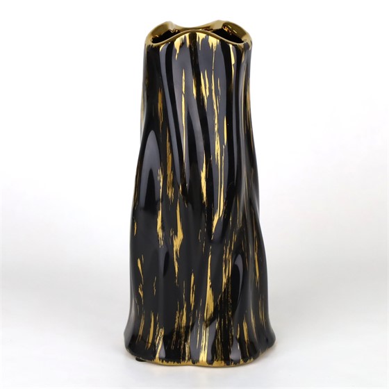 Keramička vaza h26cm d12cm crna/zlatna
