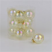 Staklene kuglice 6cm/12kom - zlatna transp.iris