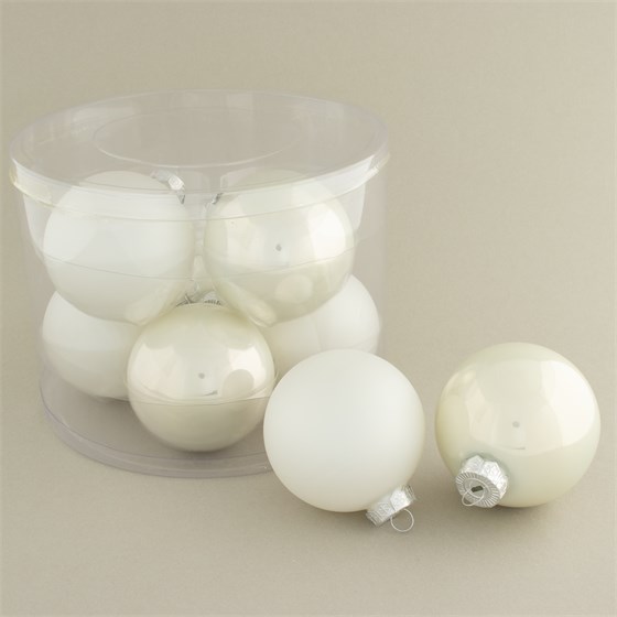 Staklene kuglice 8cm/8kom - bijela O/M