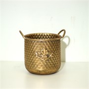 Metalna posuda s ručkama 24,5x20,5cm h23cm zlatna