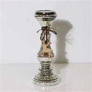 Staklo svijećnjak h32 d12cm srebrna