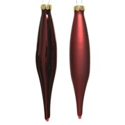 Stakleni ukras siga 3x15h cm x6kom tamno crveni