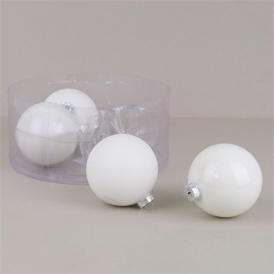 Staklene kuglice 10cm/4kom - bijela S/M