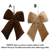 Mašna velvet 21x3xh30cm srebrni gliter 2ass smeđa/bež