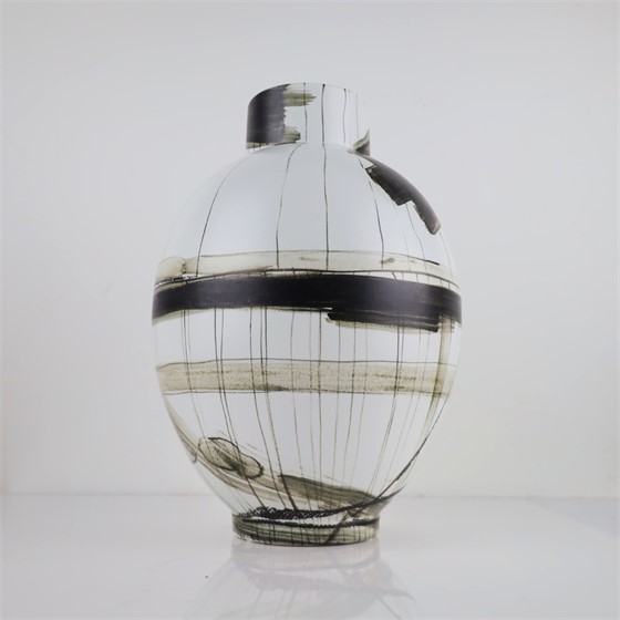 Vaza keramička h47cm d31cm bijela/siva/crna