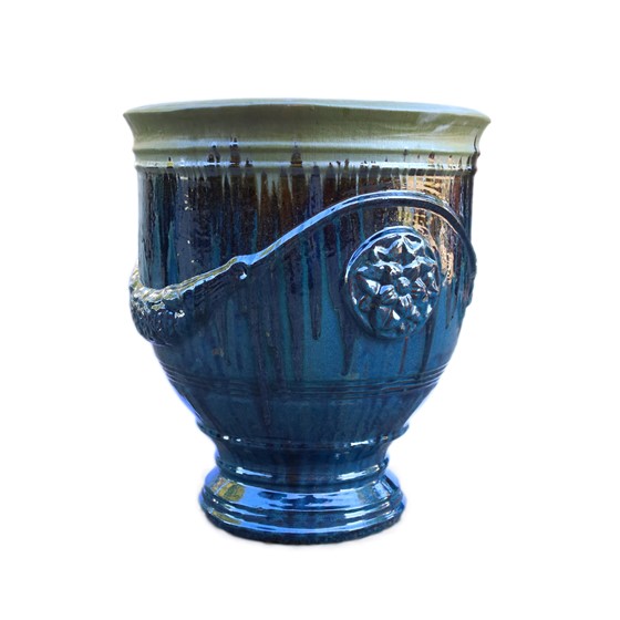 Keramička posuda glazirana h33 d29cm plava/siva