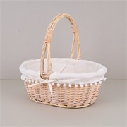 Košara oval 42x30/h16cm white wash s bijelom tekstilnom podstavom