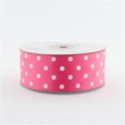 Traka saten na točke 38mm/25m shocking pink/bijela 175