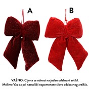 Mašna velvet 21x3xh30cm srebrni gliter 2ass bordo/crvena