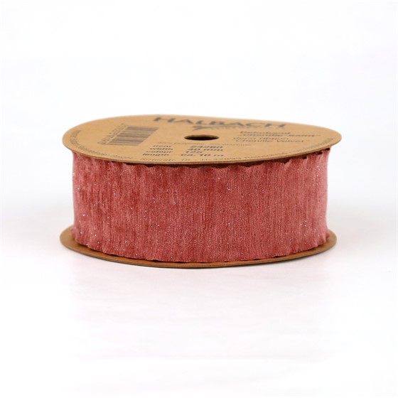 Traka chenile samt 40mm/10m dusk pink 125