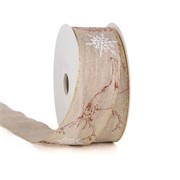 Traka lanena sa jelenima 40mm/15m natur/smeđa 96