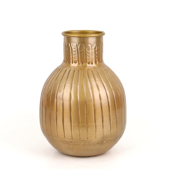 Vaza metalna h30cm d22cm antik zlatna