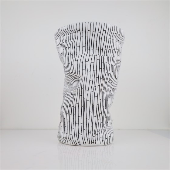 Vaza keramička h40cm d26cm bijela/crna