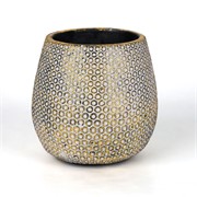 Cement posuda okrugla d14,5xh14cm točke bijela/zlatna