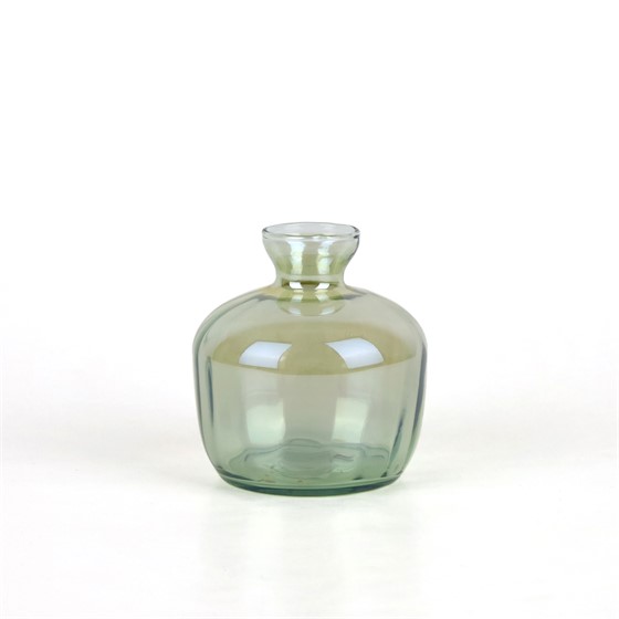 Staklo vaza amfora h13cm d12cm sjaj sivo zelena