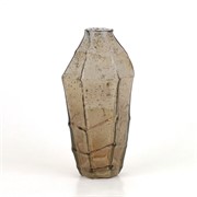 Staklo vaza hexa h21cm d10cm sjaj smeđa