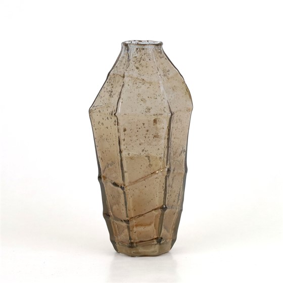 Staklo vaza hexa h21cm d10cm sjaj smeđa